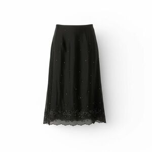 Vintage Ann Taylor black silk maxi skirt with beaded embroidered detail